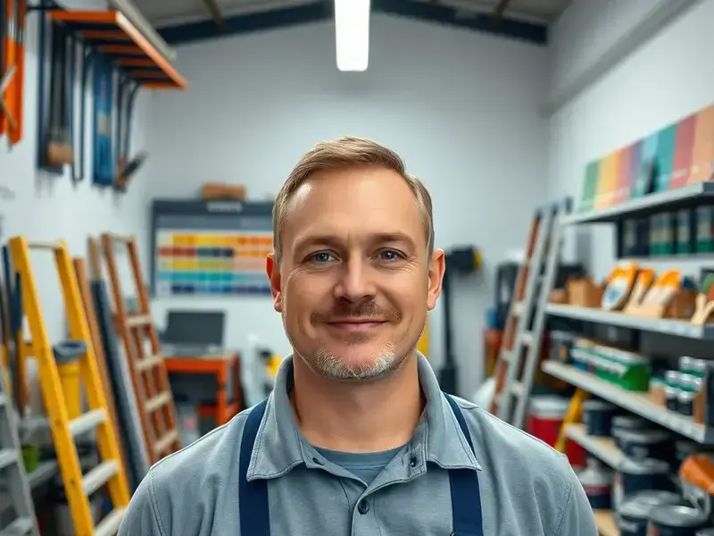 Wallace Construction professional workspace with organized tools and paint supplies